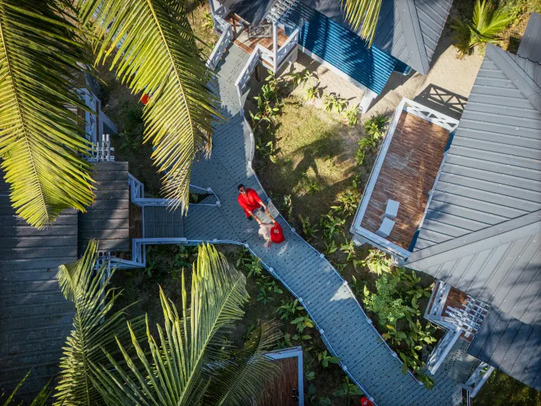 An island stroll beneath the palms