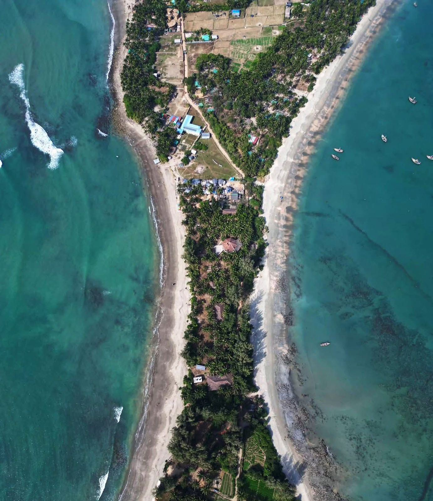 Aerial view of the narrow island around Sun & Sand